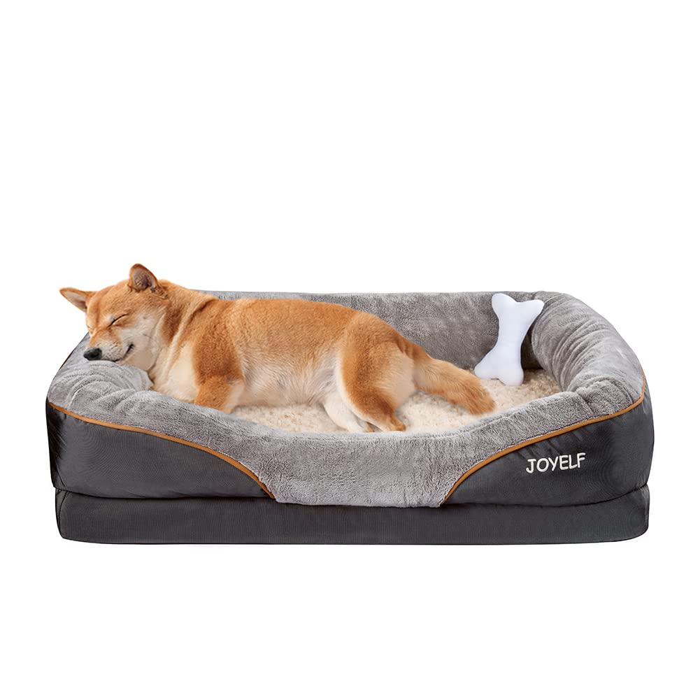Large Memory Foam Dog Bed, Orthopedic Dog Bed & Sofa With Removable Washable Cover And Squeaker Toy As Gift